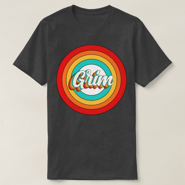 T-shirt Grim Nom Chemise Cercle Vintage Grim (Design devant)