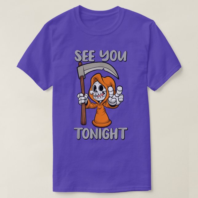 T-shirt Grim Reaper, Ce Soir, Halloween, Sarcasme,  (Design devant)