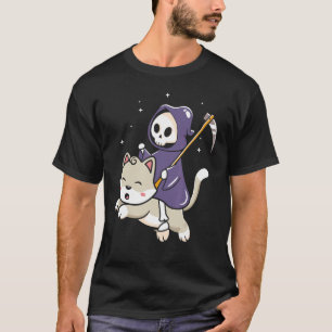 T-shirt Grim Reaper équitation sur un chat Halloween
