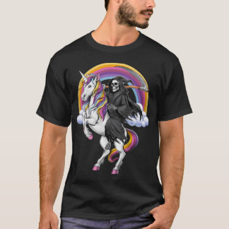 T-shirt Grim Reaper équitation Unicorn