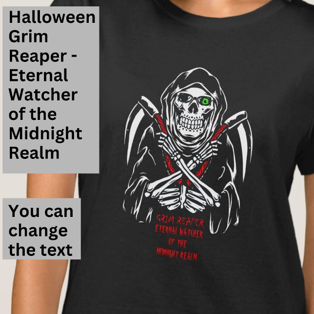 T-shirt Grim Reaper Eternel Watcher Blanc Rouge sur Noir (Créateur téléchargé)