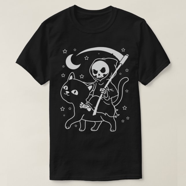 T-shirt Grim Reaper Goth Cloches Punk Emo Chat Grim Reaper (Design devant)