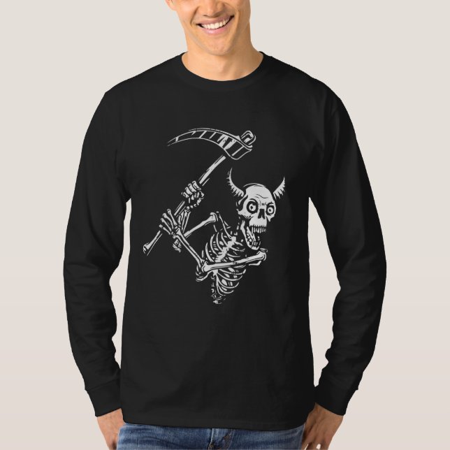 T-shirt Grim Reaper Squelette Halloween Bones effrayants C (Devant)