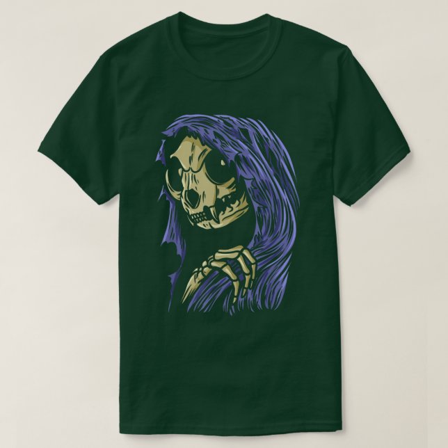 T-shirt Grim Reapurr Death Grim Reaper Cat Halloween Cat L (Design devant)