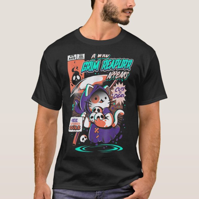 T-shirt Grim Reapurr Neko Chat Moissonneur Grim Chaton Mag (Devant)