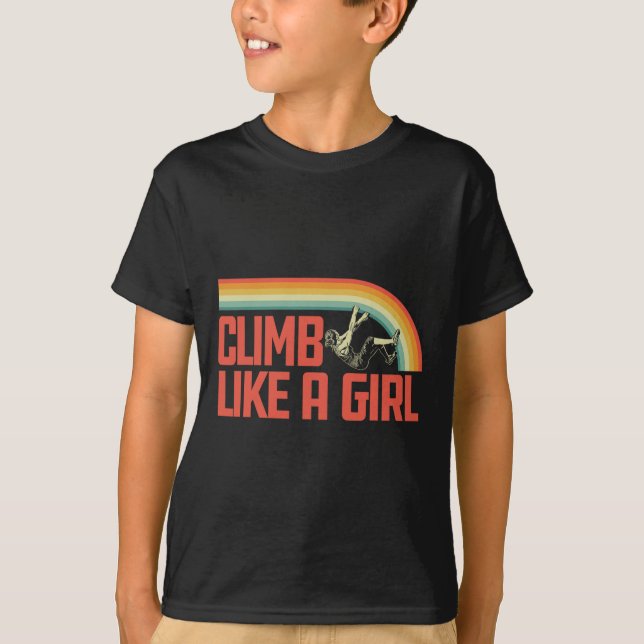 T-shirt Grimpe Comme Une Fille Escalade Et Bouldering Rétr (Devant)