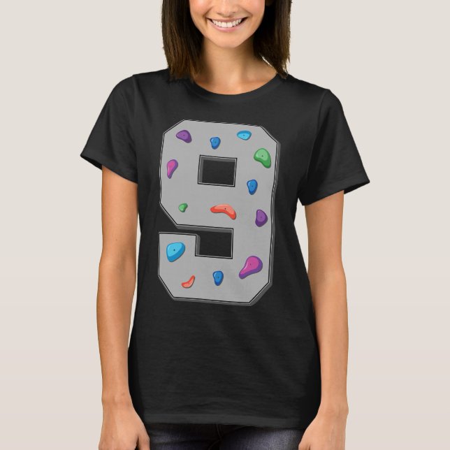 T-shirt Grimpeur de 9 ans Anniversaire Bouldering Escalade (Devant)
