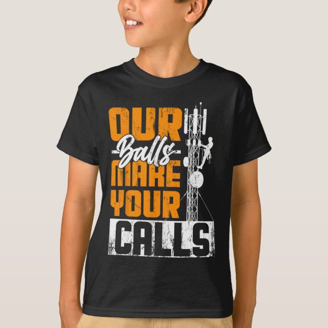 T-shirt Grimpeur de tour de téléphonie mobile - Antenne Cl (Devant)