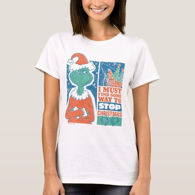 T-shirt Grinch | Arrêtez Noël Graphique Vintage (Devant)