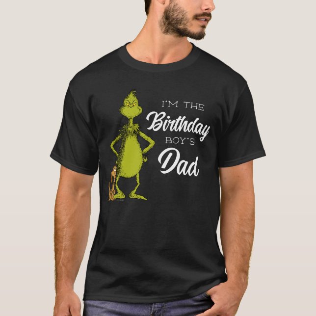 T-shirt Grinch Chalkboard Birthday Boy's Papa (Devant)