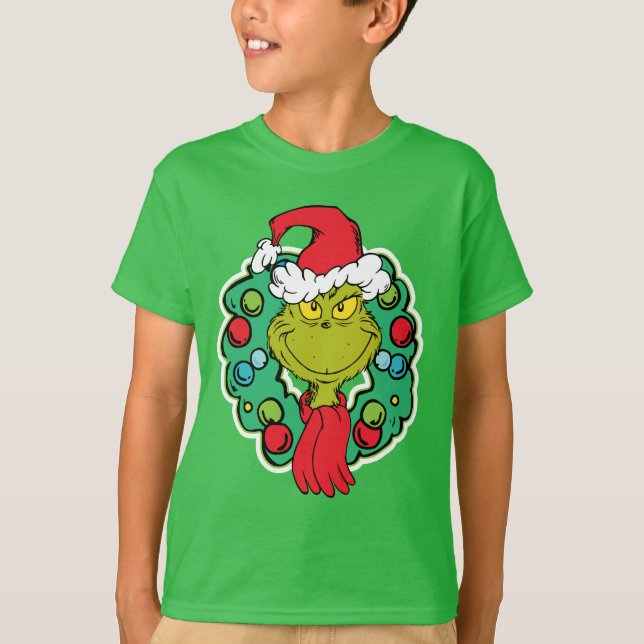 T-shirt Grinch | Couronne de Noël (Devant)
