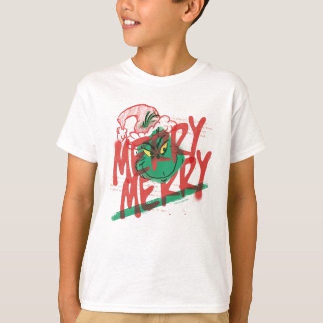 T-shirt Grinch | Grunge Graphique Joyeux Joyeux (Devant)