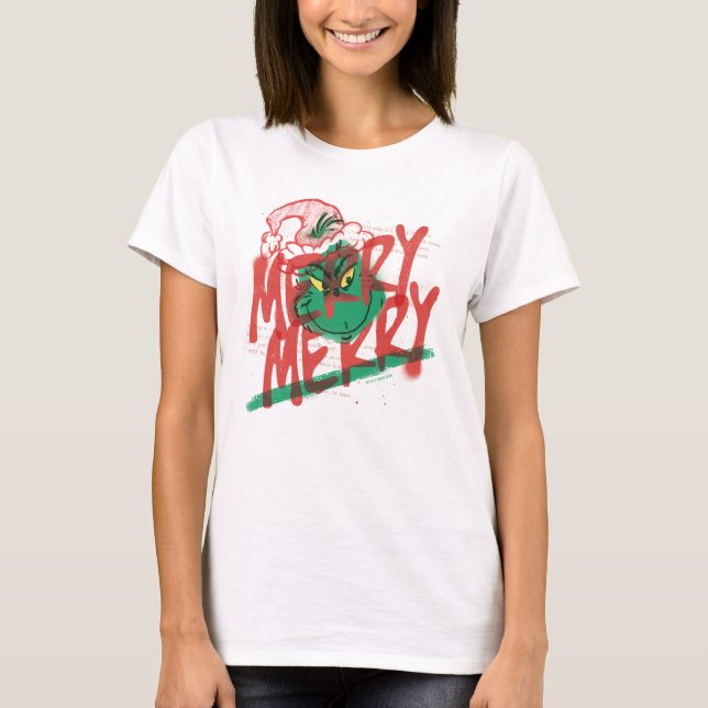 T-shirt Grinch | Grunge Graphique Joyeux Joyeux (Devant)
