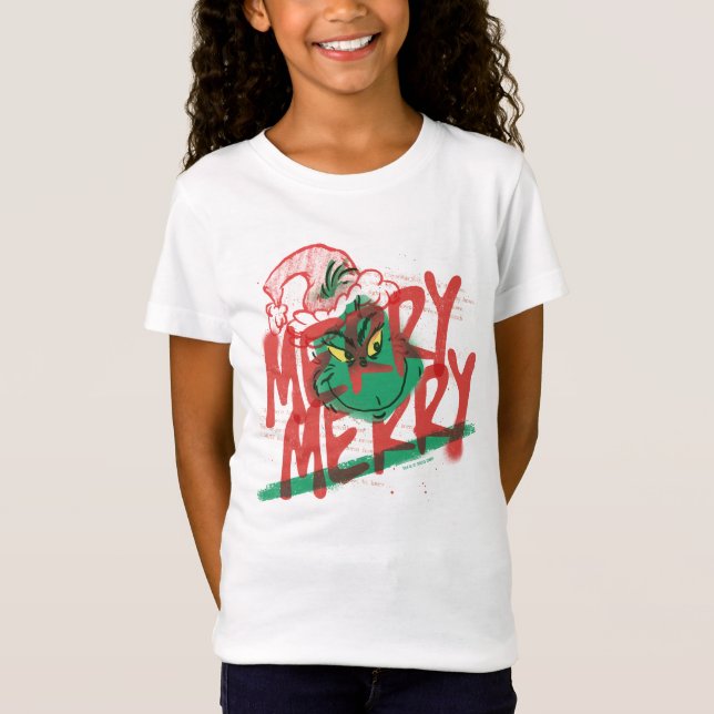 T-Shirt Grinch | Grunge Graphique Joyeux Joyeux (Devant)