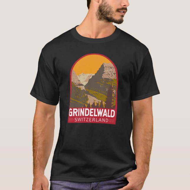 T-shirt Grindelwald Suisse Travel Art Vintage (Devant)