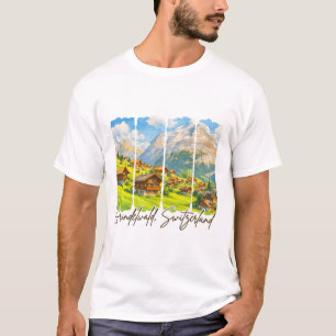 T-shirt Grindelwald Suisse Voyage Coup de pinceau Grindel