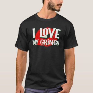 T-shirt Gringo T Shirt J'Aime Mon Gringo Flirty Red Lips M