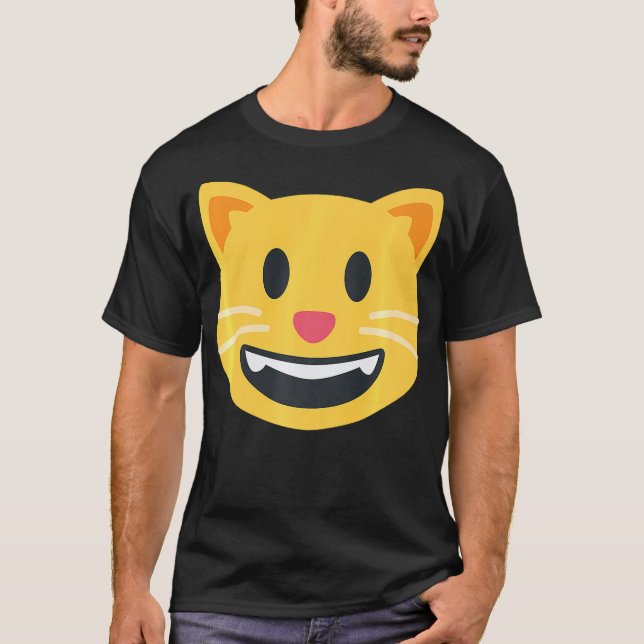 T-shirt Grinning Cat Emoticon happy smiling Face (Devant)