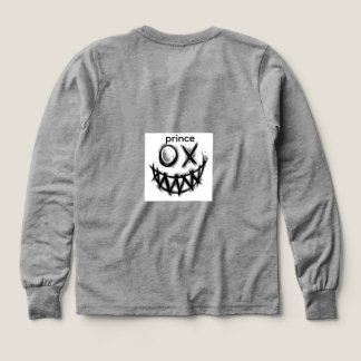 t-shirt gris à manches longues avec motif