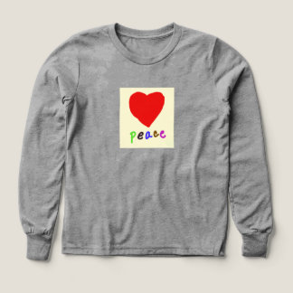 T-shirt gris à manches longues "Paix" avec Cœur Ro
