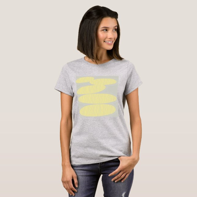 T-Shirt Gris avec Motif de Disque Jaune Clair (Devant entier)