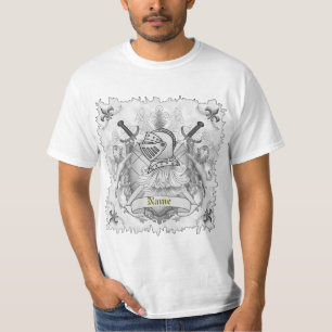 T-shirt Gris Chevalier Famille Crest Nom