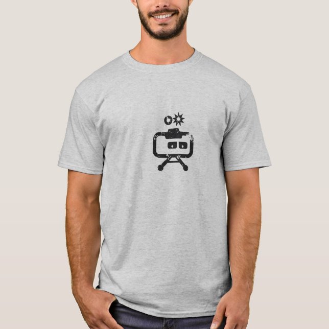 T-shirt Gris de Cosmicity Logobot affligé (Devant)