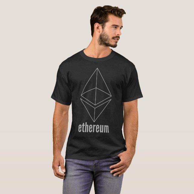 T-shirt gris de Cryptocurrency de l'espace (Devant entier)
