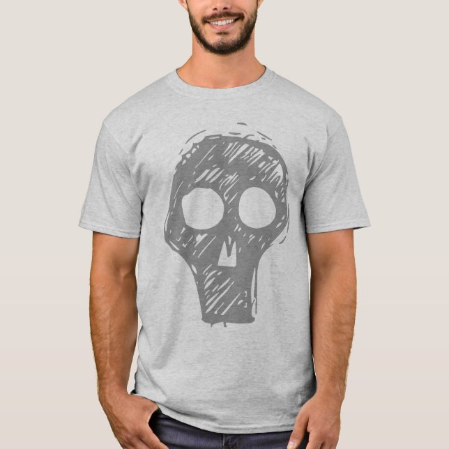 T-shirt gris de gris de crâne (Devant)