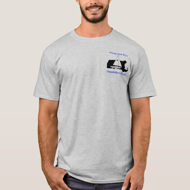 T-shirt gris de mouette de vol (Devant)