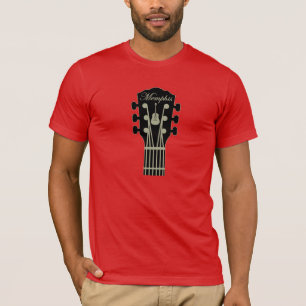 T-shirt Gris de noir de guitare de Memphis sur le rouge