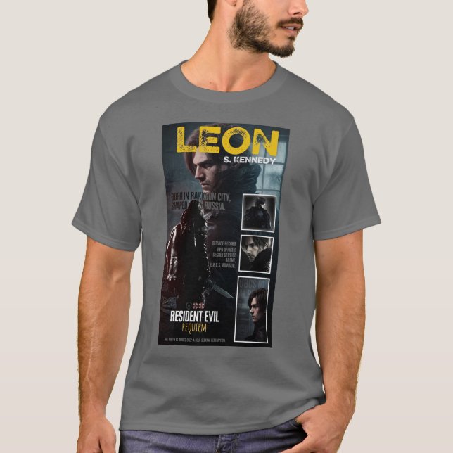 T-Shirt Gris Demi-Manche Avec Design Resident Evil (Devant)