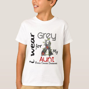 T-shirt Gris d'usage du cancer du cerveau I pour ma tante