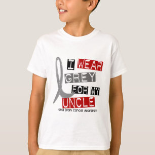 T-shirt Gris d'usage du CANCER DU CERVEAU I pour mon oncle