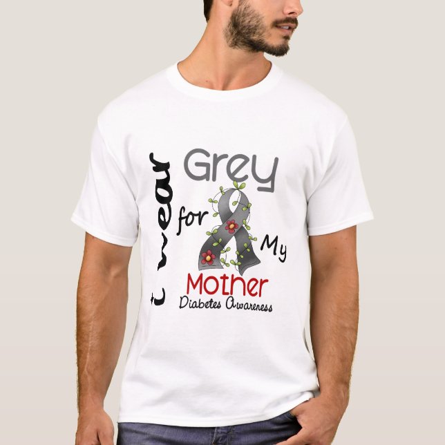 T-shirt Gris d'usage du diabète I pour ma mère 43 (Devant)