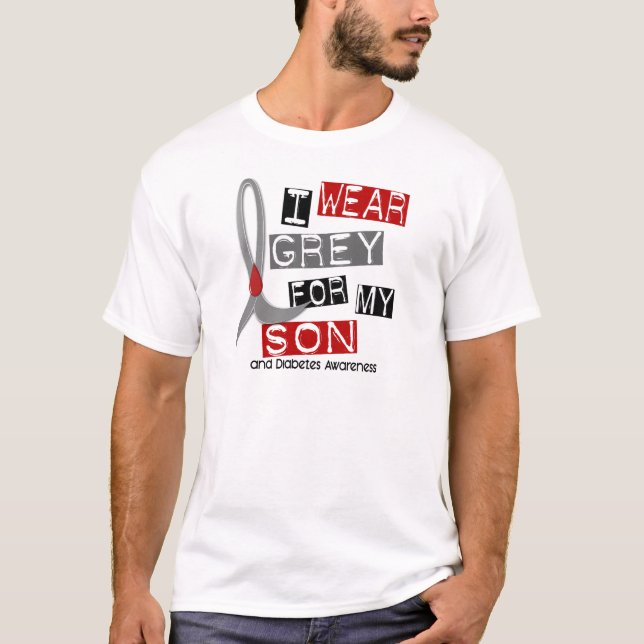 T-shirt Gris d'usage du diabète I pour mon fils 37 (Devant)