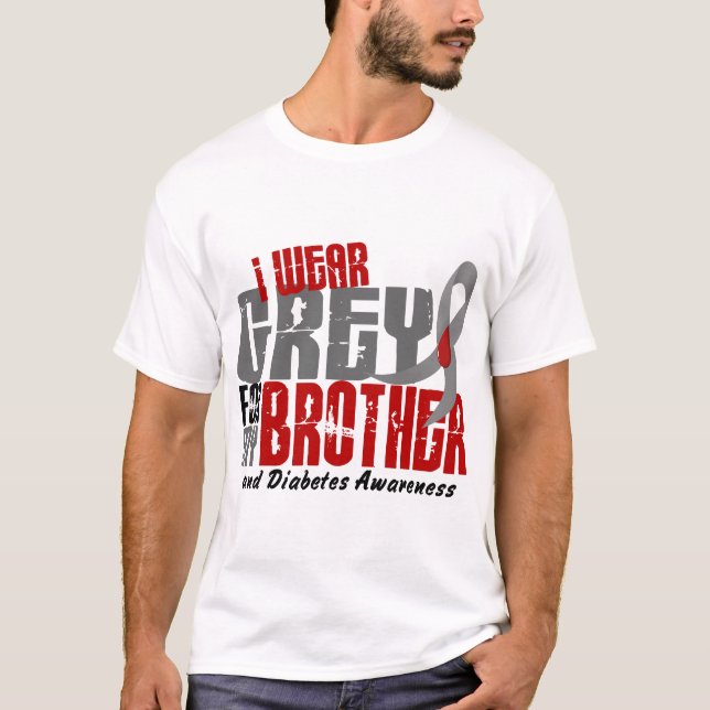 T-shirt GRIS d'USAGE du diabète I POUR MON FRÈRE 6,2 (Devant)