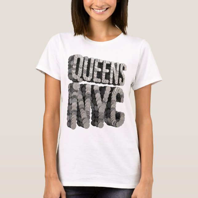 T-shirt gris dynamique QUEENS NYC conception personnalisée (Devant)
