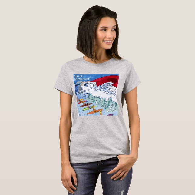 T-shirt gris femme Surf Magnet (Devant entier)