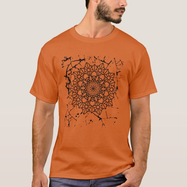 T-shirt gris Grunge Mandalas (Devant)