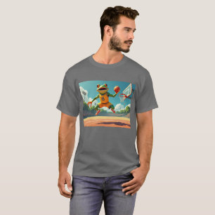 T-shirt gris homme de grenouille de basket
