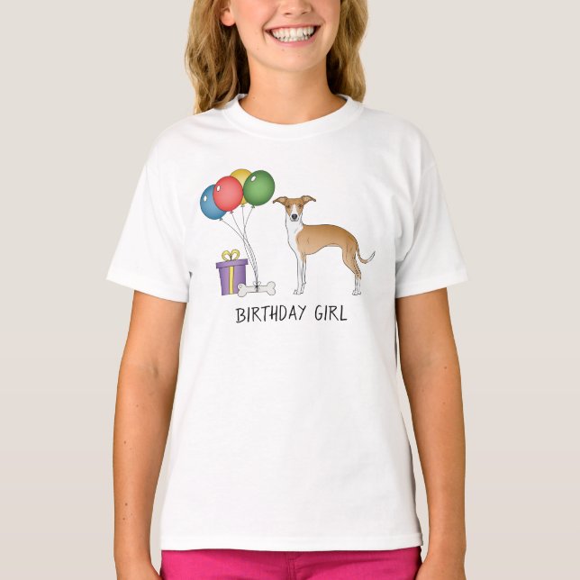 T-shirt Gris Italien Blanc Et Faune - Fille Anniversaire (Devant)