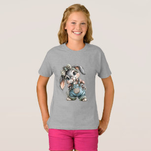 T-shirt gris mignon pour enfants avec une illustra