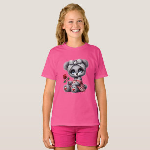 T-shirt gris mignon pour enfants avec une illustra