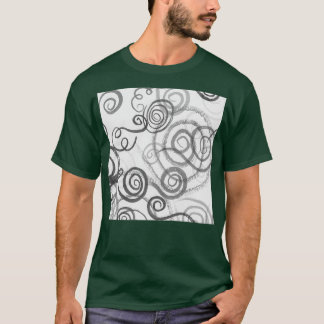 T-shirt Gris Monochrome Whimsical Organique Lignes Courbes