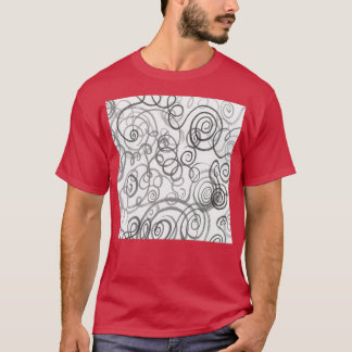 T-shirt Gris Monochrome Whimsical Organique Lignes Courbes