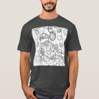 T-shirt Gris Monochrome Whimsical Organique Lignes Courbes