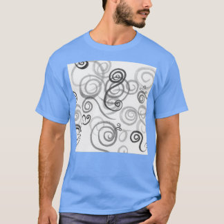 T-shirt Gris Monochrome Whimsical Organique Lignes Courbes