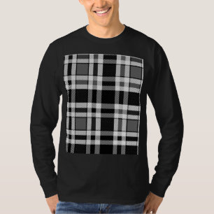 T-shirt Gris Noir Blanc Flanné Plaid Tartan Design