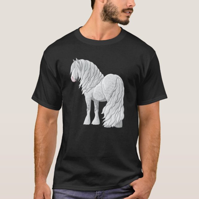 T-shirt Gris pommelé blanc Gypsy Vanner Irish Cob Draft Ho (Devant)